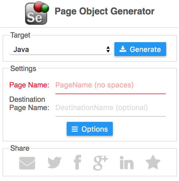 Selenium Page Object Generator