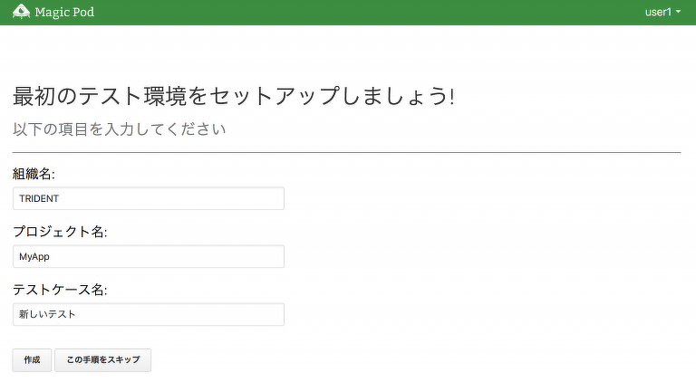 図1 組織・プロジェクト・テストケースの作成
